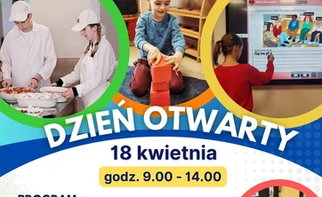 Plakat informujący o Dniu Otwartym w Specjalnym Ośrodku Szkolno-Wychowawczym w Bochni, w dniu 18 kwietnia 2024 Roku.